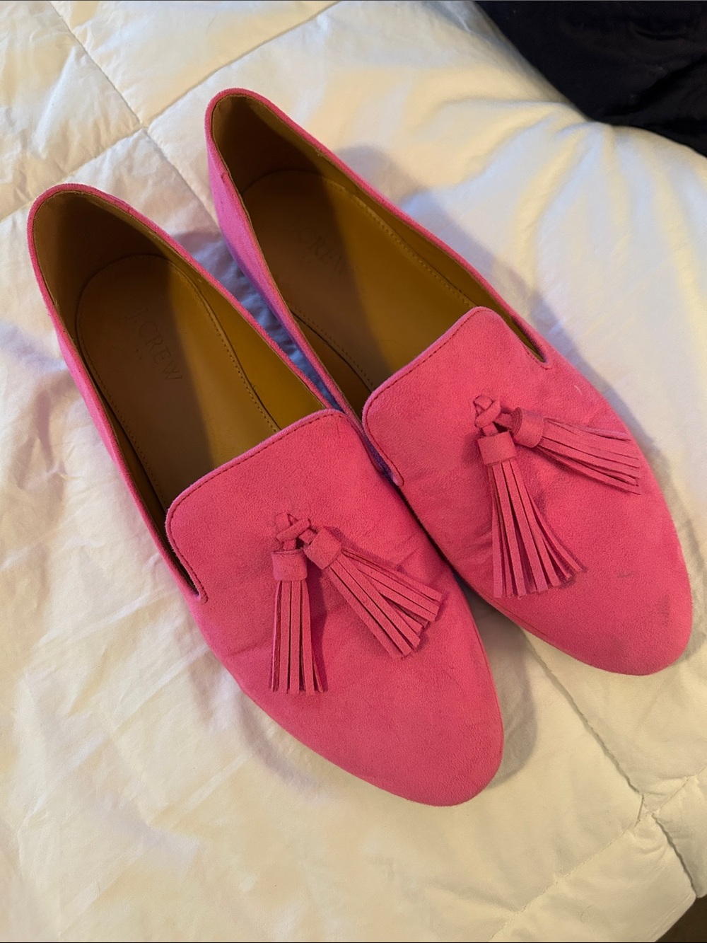 J. Crew Pink Suede Tassel Loafers
